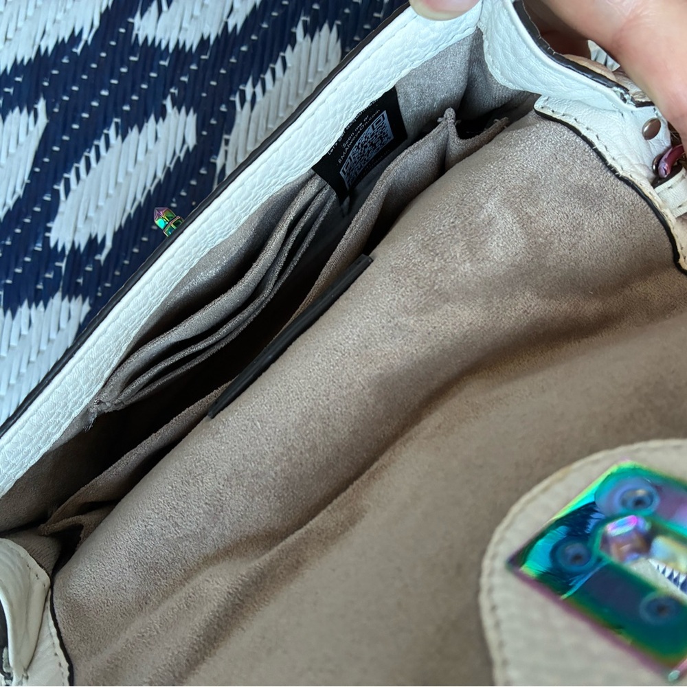 Rebecca Minkoff Off White Top Handle Crossbody Bag with Iridescent Accents - Picture 4 of 7